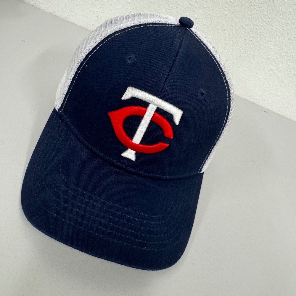 Minnesota Twins Baseball Cap Navy White Mesh Trucker Hat Embroidered Logo